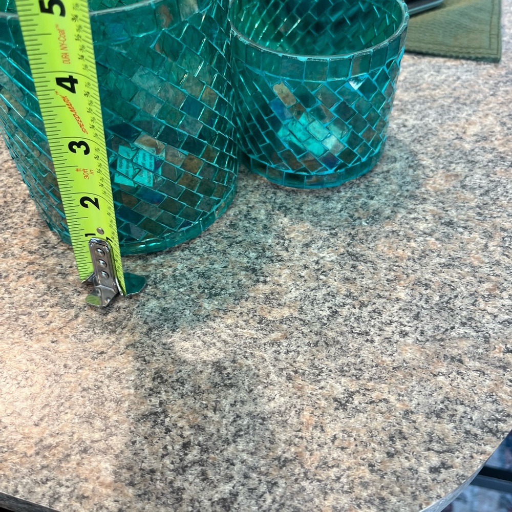 Sonoma Mosaic Glass Candle Holders - Turquoise - Picture 6 of 9